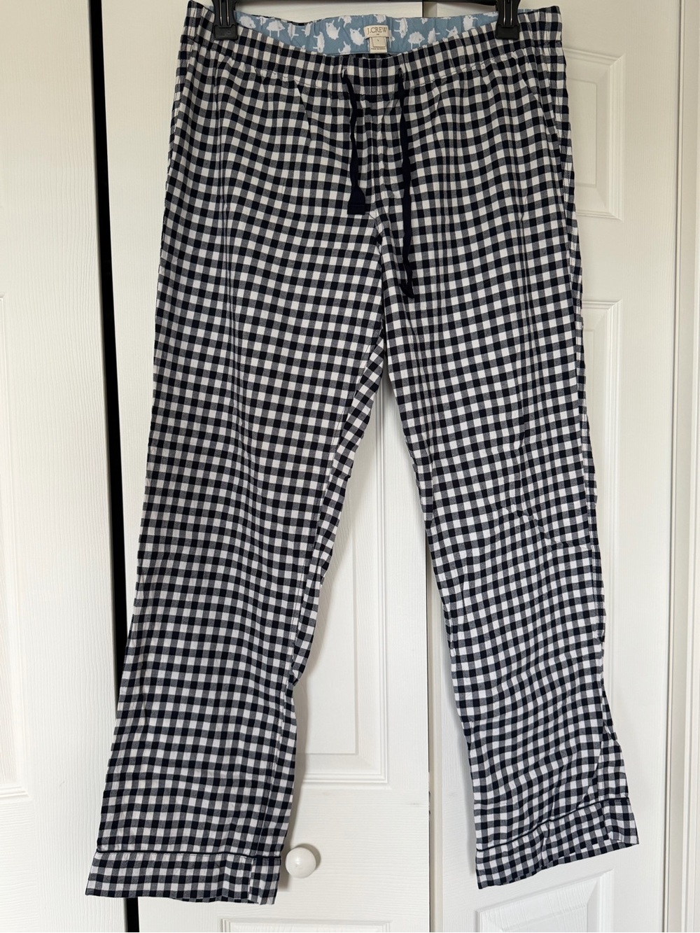 J. Crew Navy and White Gingham Pajama Pants
